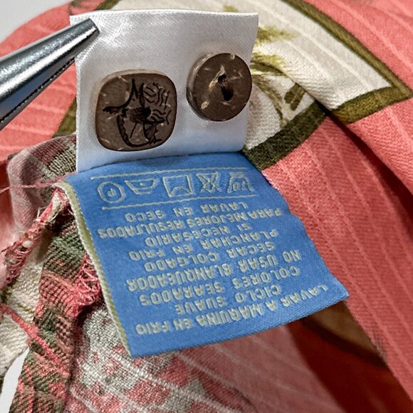 Bermuda Bay Tropical Palm Trees Pineapples 100% Silk Shirt Size L - Picture 11 of 16